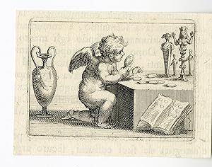 4-Antique Master Prints-ARTS-PUTTI-CHERUBS-Anonymous-c.1700