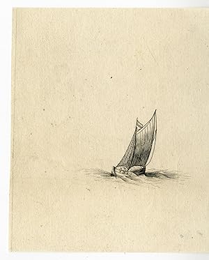Antique Master Print-SAIL BOAT-SAILING-WAVE-Anonymous-c.1700