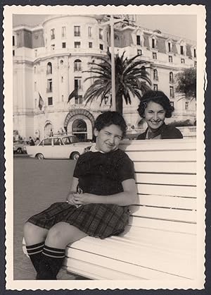 Francia 1950 - Nizza - Hotel Negresco - Auto - Panchina - Foto vintage