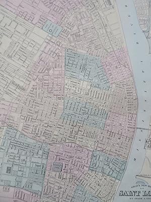 Saint Louis Missouri Mississippi River c. 1879 large scarce fine city plan map
