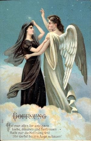 Präge Ansichtskarte / Postkarte Hoffnung, Engel, Allegorie