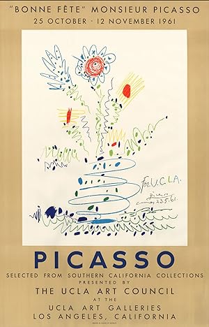 Bonne fête, Monsieur Picasso. Poster (original lithograph, Mourlot 351). Also called "Fleurs pour...