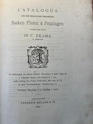 Auction catalogue Haarlem 1891 | Catalogus der zeer belangrijke verzameling boeken, platen & penn...