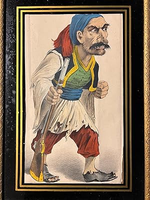 Framed lithography, satire | The Greek man (de Griekse man), published by Joseph Scholz, ca. 1860...