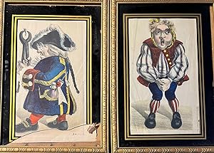 2 Framed lithography's, satire | Dr. Eisenbart / Caricature portrait of Dr. Eisenbarth and his pa...