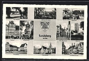 Ansichtskarte Landsberg a. Lech, Hauptplatz, Teilansicht, Rathaus, Wappen