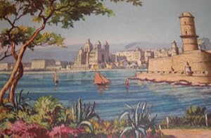 Postcard. Marseille. La Cathedrale et le Fort St. Jean.