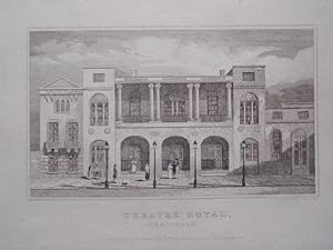 Original Antique Engraving Illustrating the Theatre Royal, Birmingham, in Warwickshire. Published...