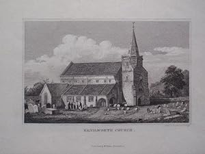 Original Antique Engraving Illustrating Kenilworth Church in Warwickshire. Published By W. Emans ...