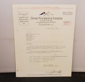 David MacBrayne Limited - Four typed letters from the 1960s