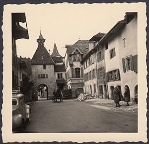 Valangin, Svizzera, Veduta caratteristica, 1950 Fotografia vintage, Old Photo