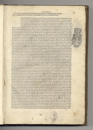 [La Commedia con commento di Cristoforo Landino] Prima carta (I1), recto: Proemio e comento di Ch...