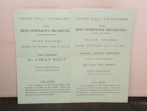 The Reid Symphony Orchestra, Usher Hall, Edinburgh - Three concert programmes : 9th December 1939...