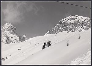 Montagne da identificare, Pista da sci, 1950 Fotografia vintage, Old Photo