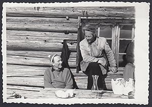 Colazione nel rifugio di una Montagna da identificare, 1950 Fotografia vintage
