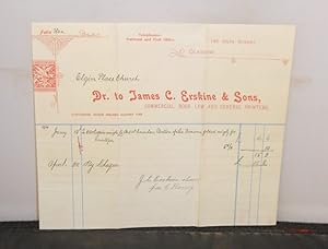 James C Erskine & Sons, Commercial Book Law and General Printers, Hope Street, Glasgow - Invoice ...