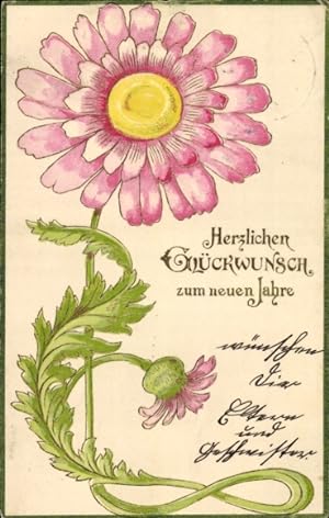 Präge Ansichtskarte / Postkarte Glückwunsch Neujahr, Blume, Blüte