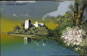 Ansichtskarte / Postkarte Glückwunsch Pfingsten, Schloss am Wasser, Bäume