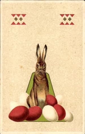 Ansichtskarte / Postkarte Glückwunsch Ostern, Hase und Ostereier