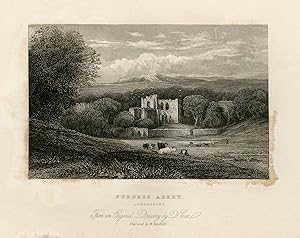 Antique Print-View of Furness Abbey in Lancashire-England-Cox-Henshall-ca. 1840