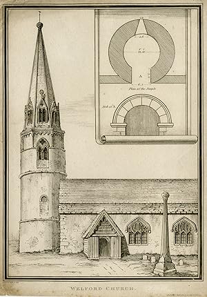 Antique Print-Architecture-Welford Church at Gloucestershire-England-Lysons-1803