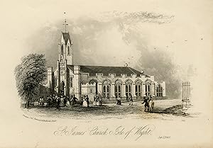 Antique Print-View of St. James's Church on Isle of Wight-England-Harwood-1840