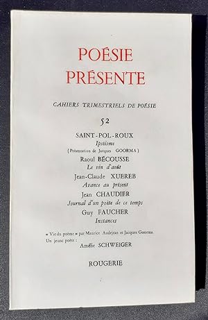 Poésie présente. Cahiers trimestriels de poésie. N°52, septembre 1984.