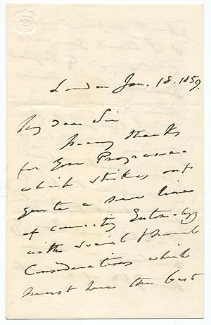 1859 Entomologist William Spence Congratulates Editor James Samuelson