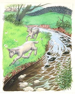 Original illustration for Beatrix Potter's 'Country Tales': p. 25, 'Daisy & Double saw the white ...