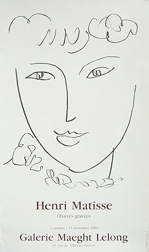 1984 Original Matisse Exhibition Poster, Oeuvres Gravées, Galerie Maeght Lelong
