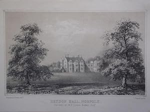 Original Antique Lithograph Illustrating Heydon Hall, Norfolk, The Seat of W.E.Lytton, Bulwer Esq...