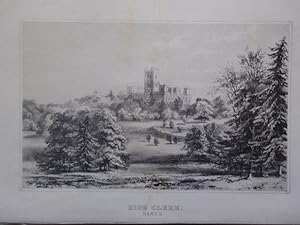 Original Antique Lithograph Illustrating High Clere, Hampshire, From Visitation of Seats By J. B....