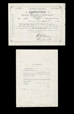 [Kootenay] 1896 Homestake Gold Mining Co. Certificate - 10,000 Shares