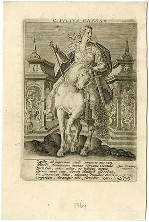 12-Antique Master Prints-ROMAN-EMPERORS-HORSEBACK-De Passe-Van der Straet-c.1600