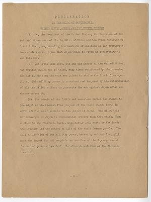 President Harry S. Truman Signs Potsdam Declaration Demanding Japanese Surrender for Himself, Win...