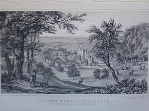 Original Antique Lithograph Illustrating Bayons Manor, Lincoln, the Seat of Rt Hon C.T.D'Eyncourt...