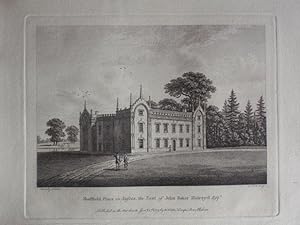 Original Antique Engraving Illustrating Sheffield Place in Sussex, The Seat of John Baker Holroyd...