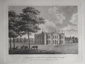 Original Antique Engraving Illustrating Hatfield Hall in Yorkshire, The Seat of John Hatfield, Es...
