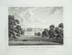 Original Antique Engraving Illustrating Burghley House in Northamptonshire, The Seat of the Earl ...