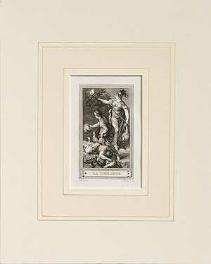 1780s French Engraving, La Vigilance (Vigilance), Matted