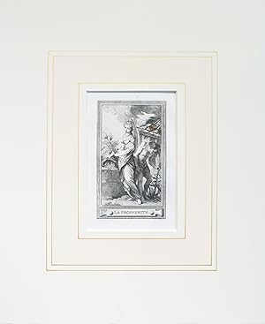 1780s French Engraving, La Prosperité (Gluttony), Matted