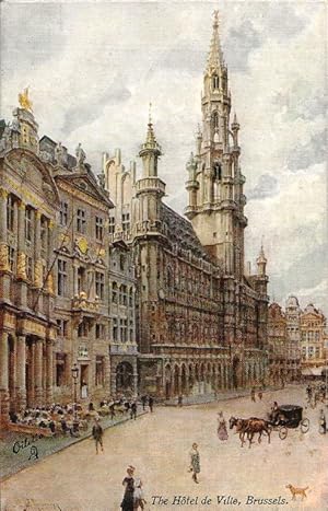 Vintage postcard. The Hôtel de Ville, Brussels