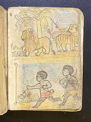 [MANUSCRIPT]. [MINIATURE BOOK]. [CHILDREN'S BOOK]. A manuscript album of colored drawings and b/w...