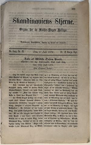 Skandinaviens Stjerne. Organ for de Sidste-Dages Hellige. 25 Aarg. Nr. 19, Den 1 Juli 1876 [The S...