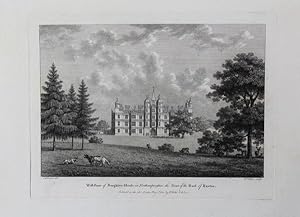 Original Antique Engraving Illustrating the West Front of Burghley House in Northamptonshire, the...