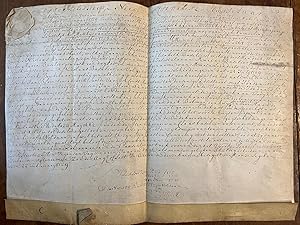 Manuscript notarial deed 1729 | Notarial deed on parchment by Cornelis Trip and Nicolas Cornelisz...