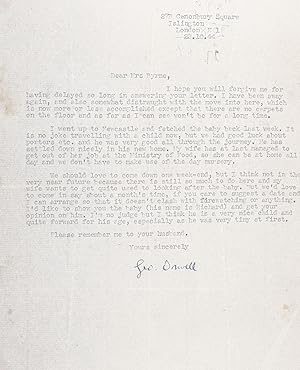 George Orwell Typed Letter Signed.
