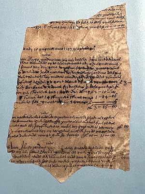 Manuscript part 1597 | Part of a manuscript in 16th century handwriting with amounts of money and...