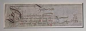 Manuscript chronogram 1584 | Beautiful Calligraphed chronogram, jaardicht, about the year 1584, m...