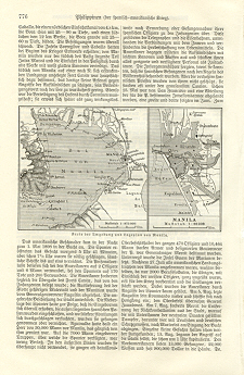 Historical map of the Manila area in the Philippines,1890s Print